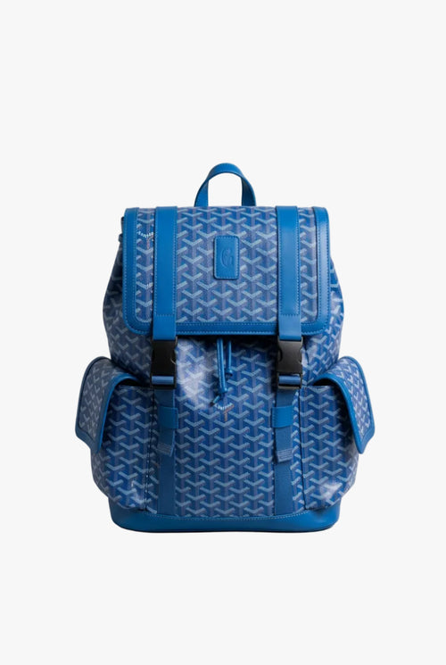 Geometric-Print Flap Backpack with Buckle Closure and Top Handle