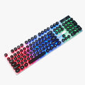 Gaming Keyboard, Mouse & Headset Combo | Blue LED Backlit Retro Round Keys | Wired